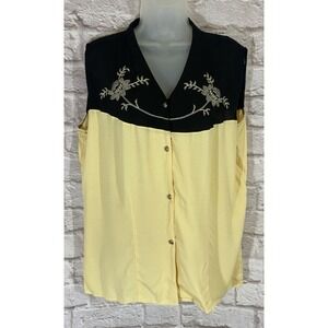 Wrangler Riata Western Rodeo Embroidered Tank Top Button Front Shirt XL NEW